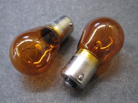 7507 12V 21W orange blinklys pære med bajonet sokkel - Billede 1