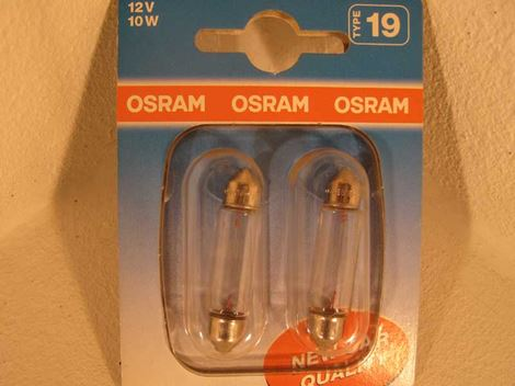 925646 Osram 10W pinolpære 925646, Volvo 120/130/140/220/P1800/S40/V40 - Billede 1
